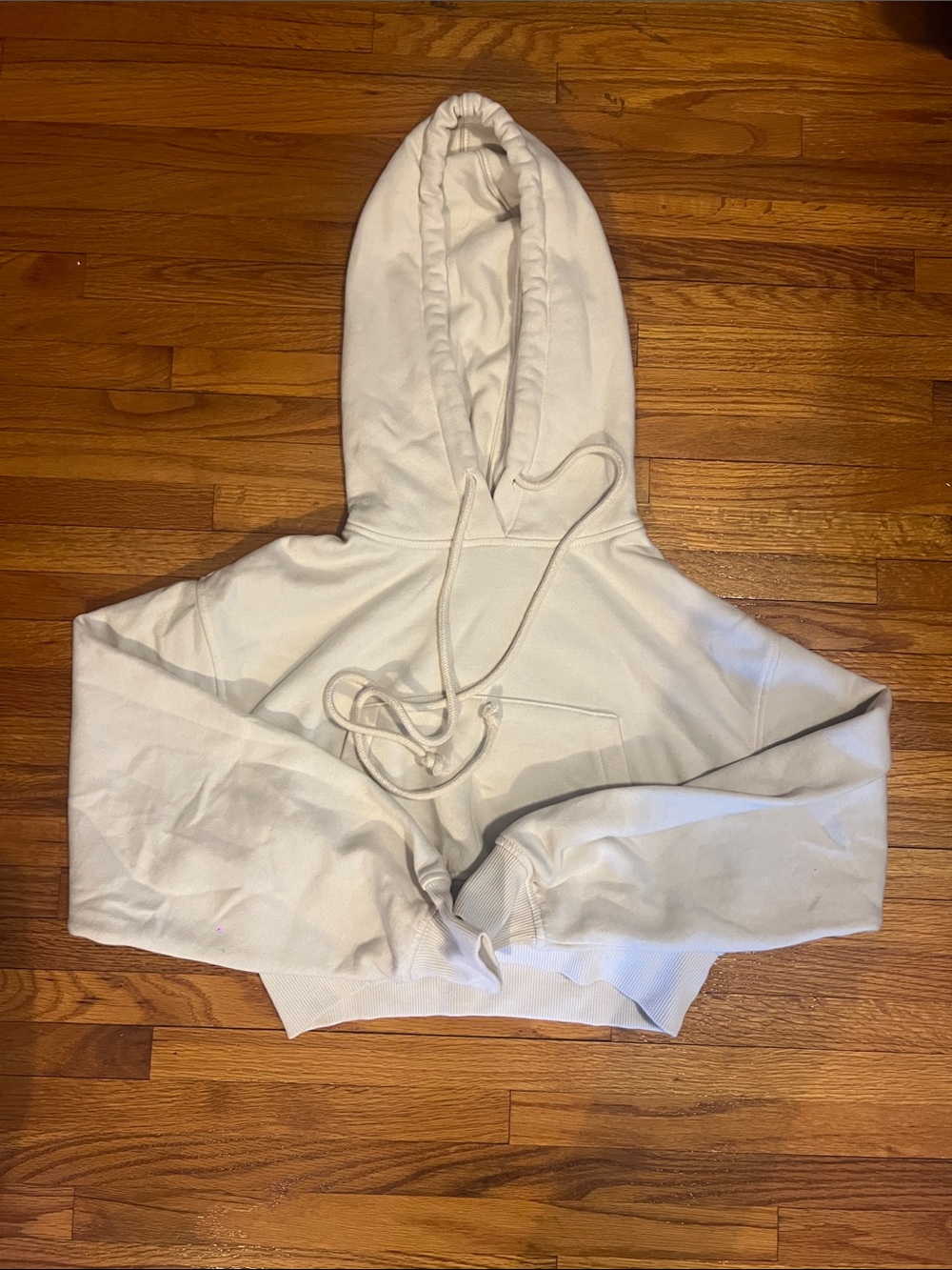CREAM CROPPED HOODIE